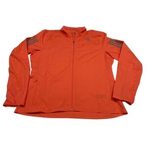 Adidas Running Jacket Women's Med Orange Full Zip Reflective Windbreaker